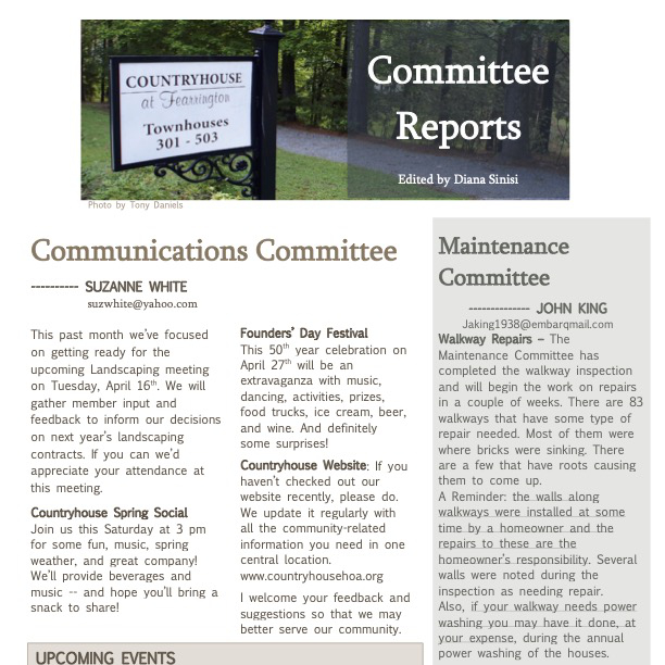 Thumbnail image of April Committee Reports document
